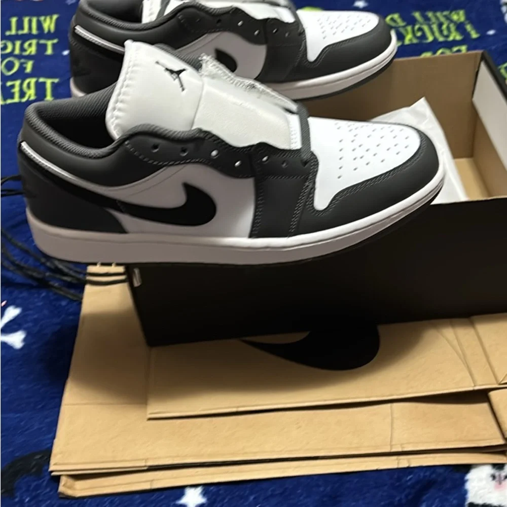 Jordan Black , Gray and White Sneakers